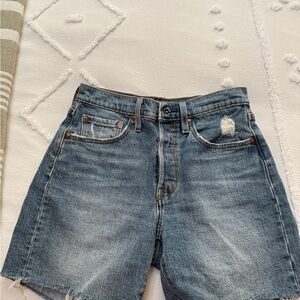 Levi's Blue Jean Shorts with Distressed Detailing